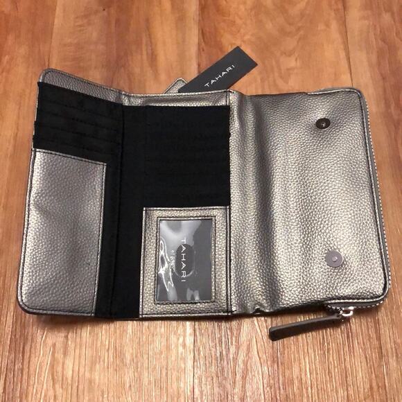 Tahari Pewter Zip Front Clutch - Picture 4 of 6